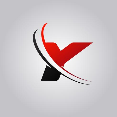 initial Y Letter logo with swoosh colored red and black vector