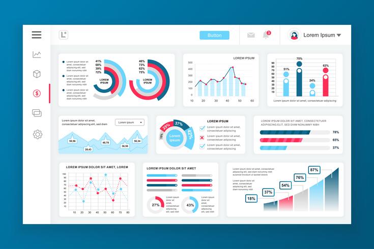 Dashboard admin panel vector design template 