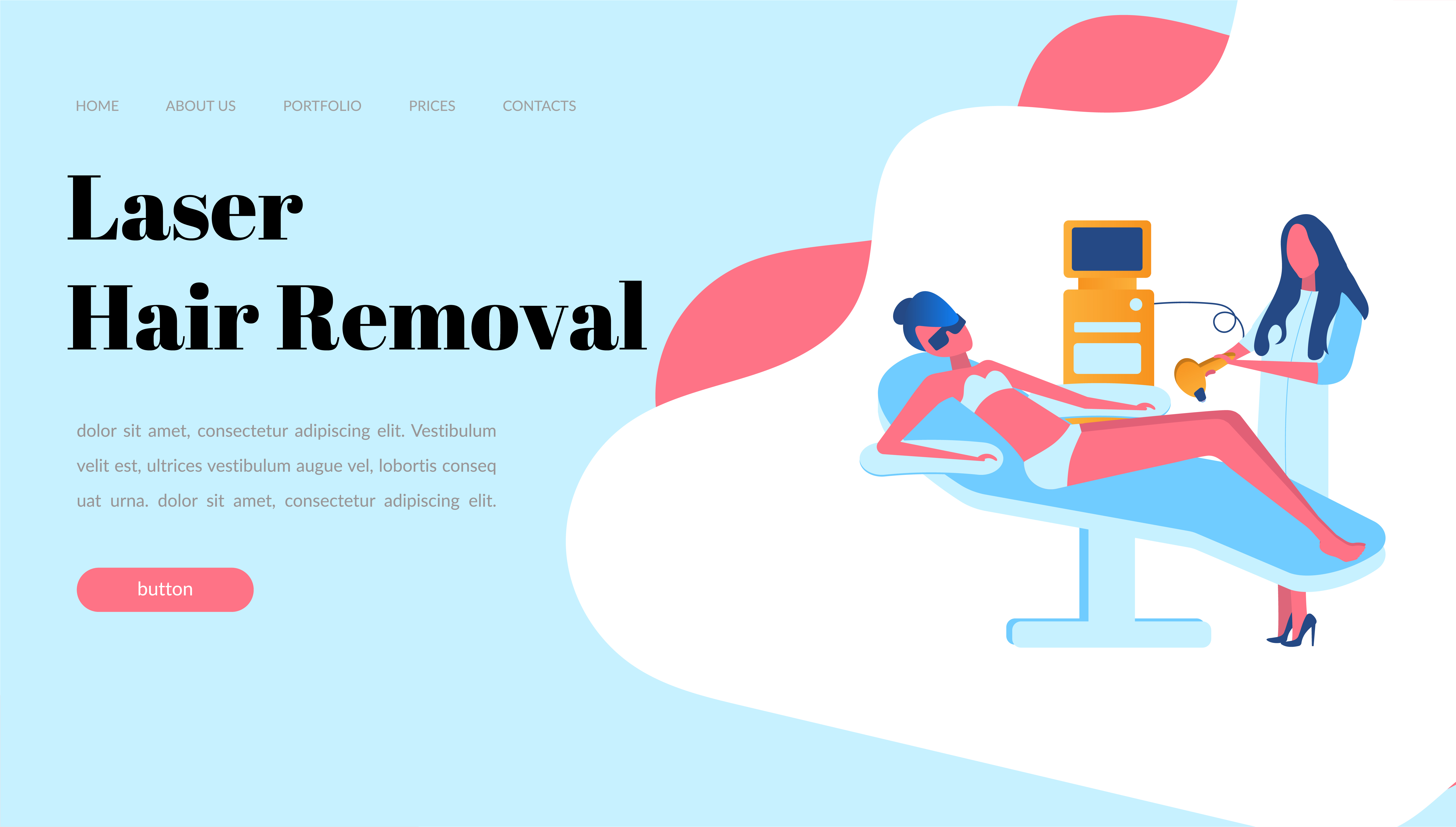 Web Page Design Templates For Laser Hair Removal Cosmetology Medicine Modern Illustration