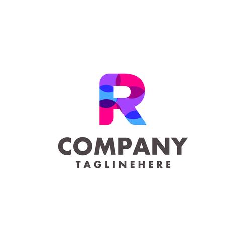 abstract colorful letter R logo design for business company with modern neon color vector