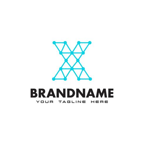Letter X dot network connection logo Design Template vector