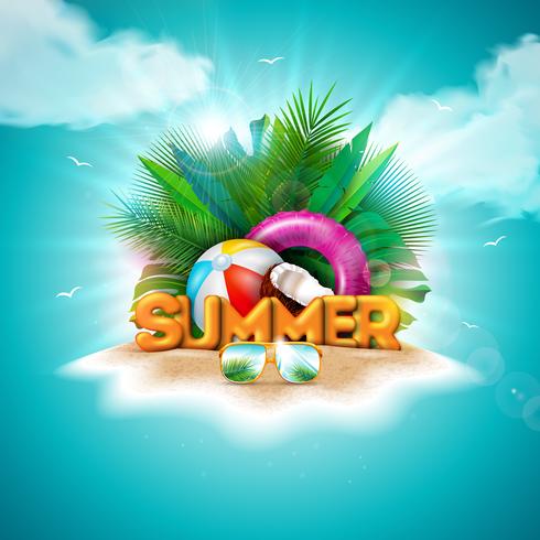 Vector Hello Summer Holiday Illustration 