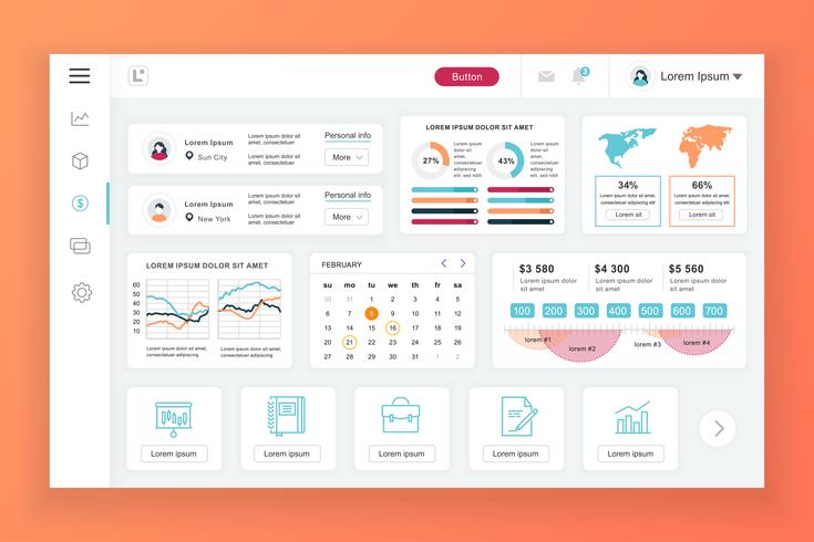 Dashboard admin panel vector design template 