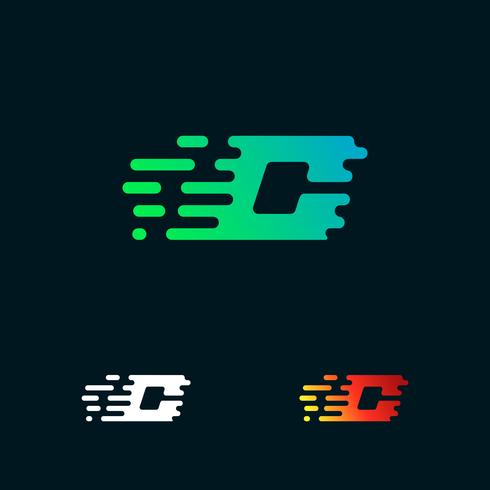 letter C modern speed shapes logo design vector