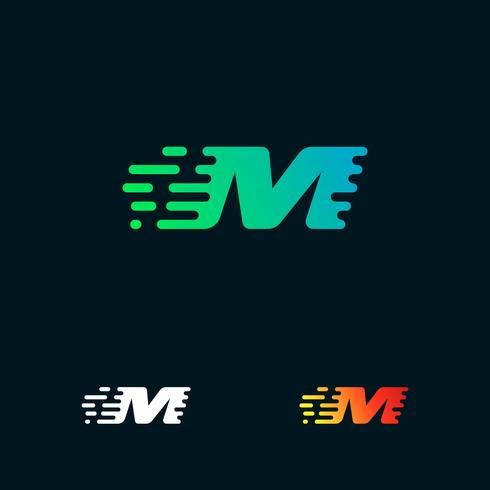 Letra M moderno velocidad formas logo diseño vector