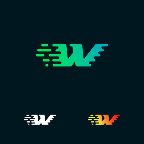 letter W modern speed shapes logo design vector