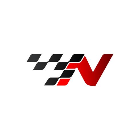 Letter N with racing flag logo vector