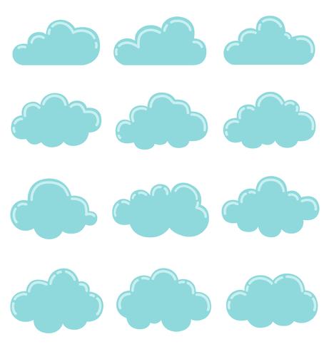 Icono de nubes, ilustración vectorial, colección de formas de nubes vector