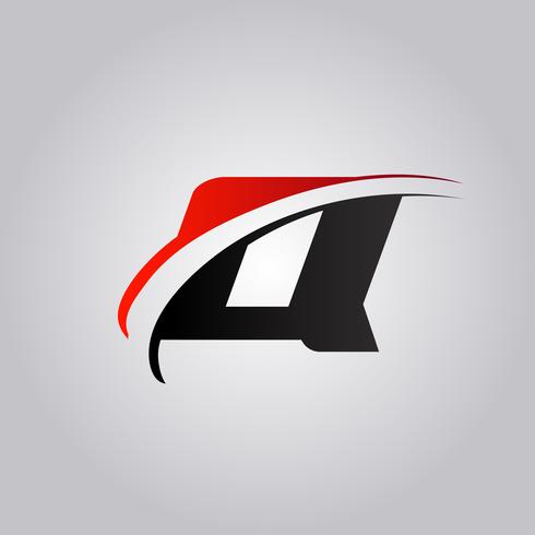 Initial Q Letter Logo With Swoosh Colored Red And Black Download Free Vectors Clipart Graphics Vector Art