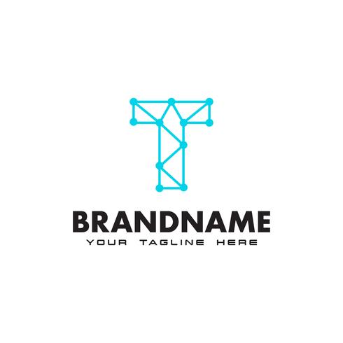 Letter T dot network connection logo Design Template vector