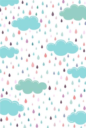 Blue cloud On the day of rain falling through the clouds vector