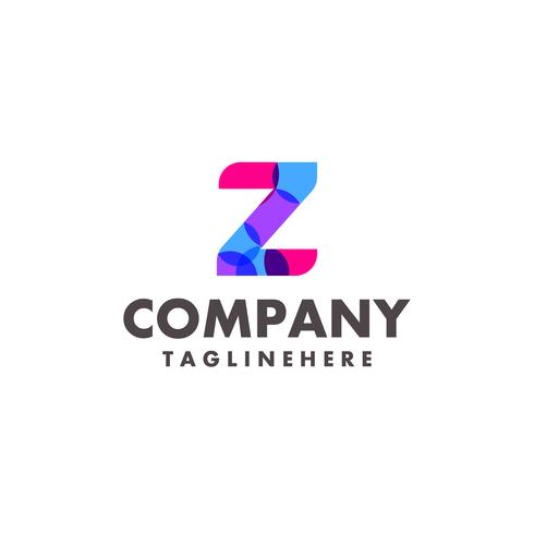 Diseño de logotipo de letra Z abstracto colorido para empresa de negocios con moderno color neón vector