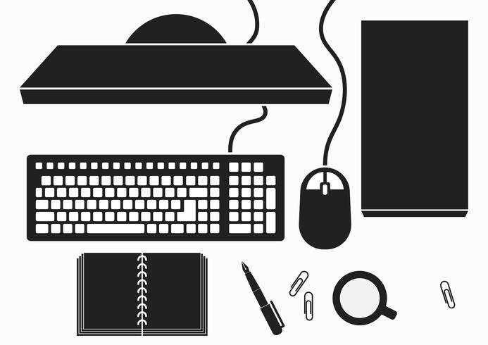 Desktop with Computer PC vector