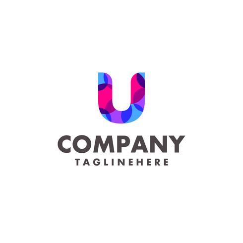 Diseño de logotipo con letra U abstracta colorida para una empresa de negocios con un moderno color neón vector