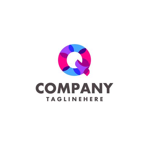abstract colorful letter Q logo design for business company with modern neon color vector