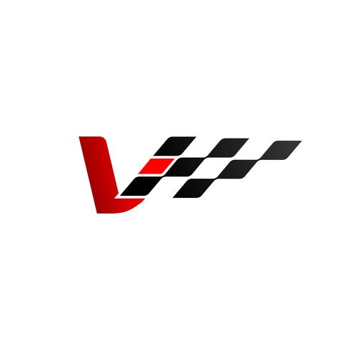 Letter V with racing flag logo vector