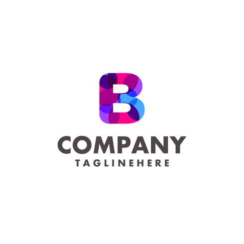 abstract colorful letter b logo design for business company with modern neon color vector