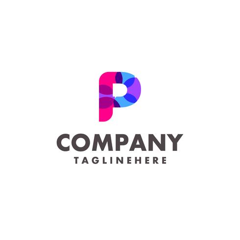abstract colorful letter P logo design for business company with modern neon color vector