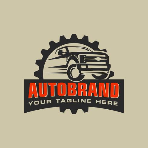 Logotipo del servicio de reparación de automóviles con distintivo, emblema, plantilla vector