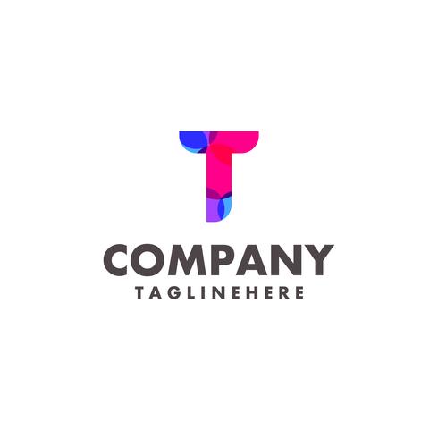 abstract colorful letter T logo design for business company with modern neon color vector