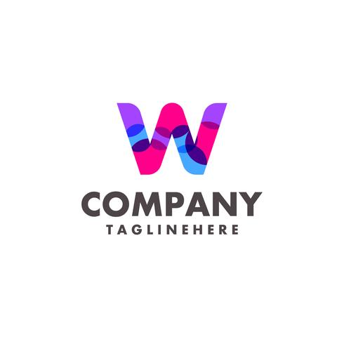 abstract colorful letter W logo design for business company with modern neon color vector