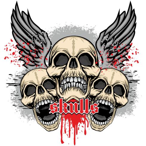 aggressive emblem with skull vector