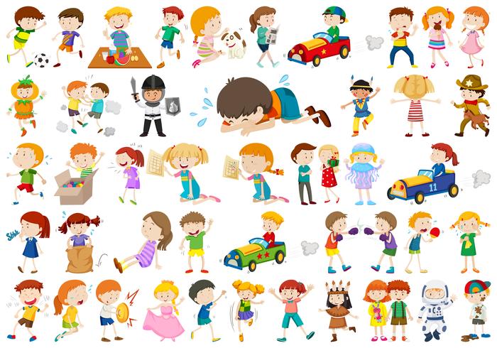 Gran conjunto de niños diferentes vector