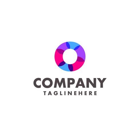 abstract colorful letter O logo design for business company with modern neon color vector