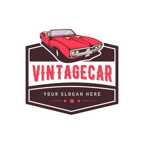 Una plantilla de diseño de logotipo de coche clásico o vintage o retro. estilo vintage vector