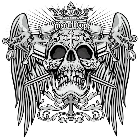 grunge skull coat of arms vector