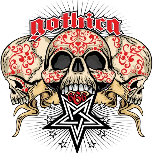 grunge skull coat of arms vector