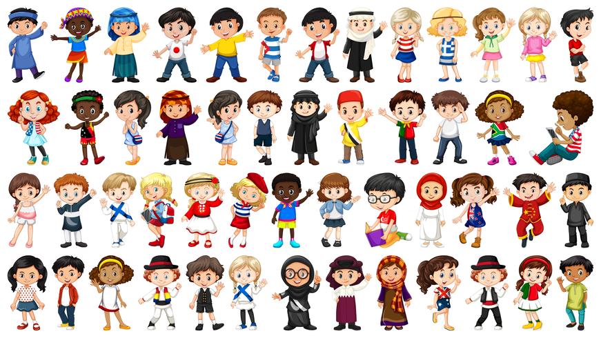 Set of international children character vector