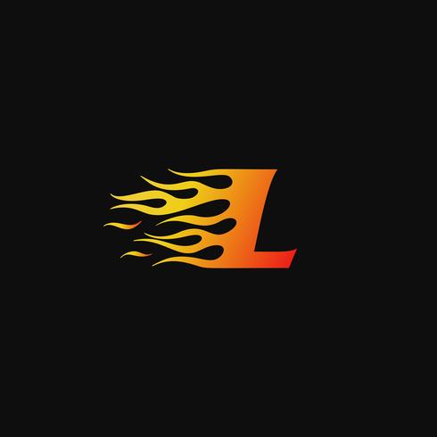 Letra L plantilla de diseño de logotipo de llama ardiente vector