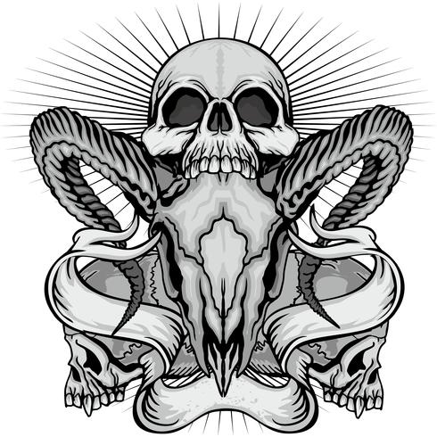 aggressive emblem with skull vector