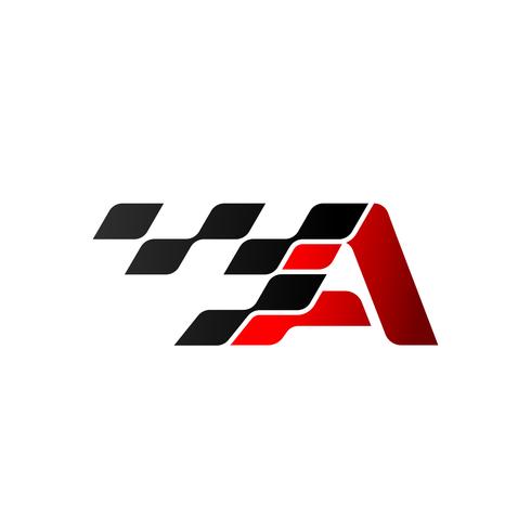 Letter A with racing flag logo vector