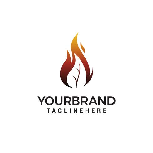 fire leaf flame logo design vector