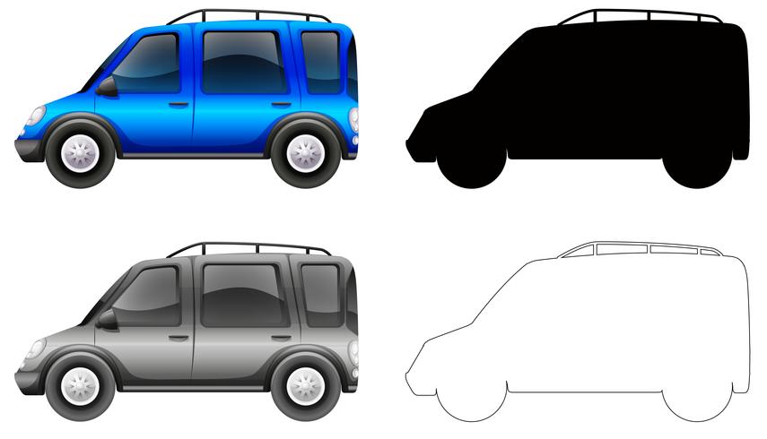 Set of blue car vector