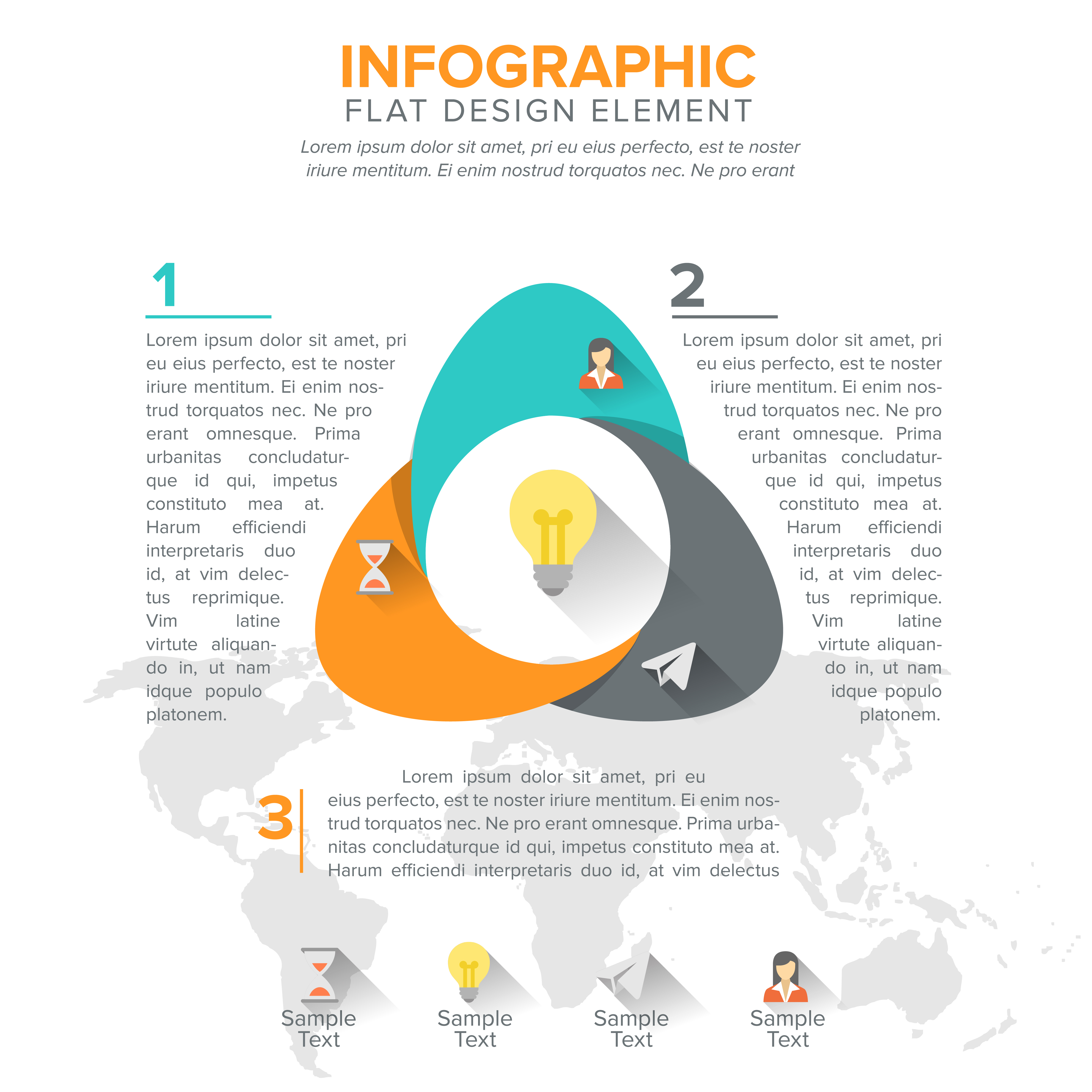 Triangular diagram, chart. Triangle with 3 steps, options, parts 588379