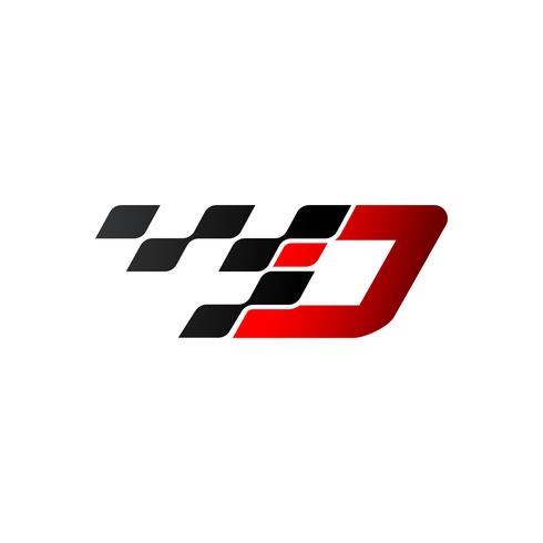 Letter D with racing flag logo vector