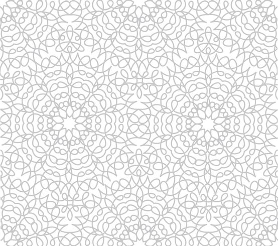 Abstract floral line oriental tile pattern. Arabic ornament vector