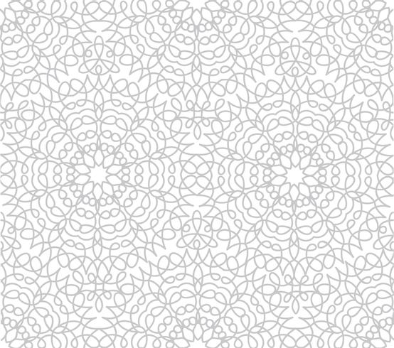 Abstract floral line oriental tile pattern. Arabic ornament vector