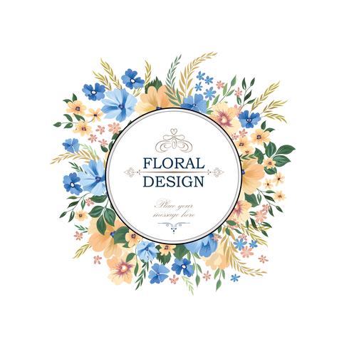 Floral frame pattern. Flower circle border background. Greeting  vector