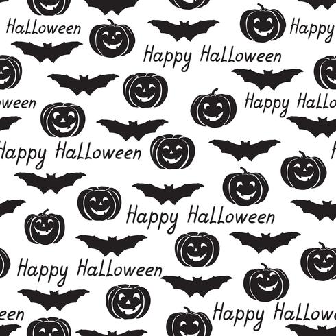 Halloween seamless pattern. Holiday background with bat, pumpkin vector