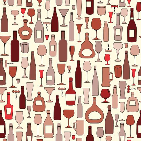 Wine bottle and wine glass seamless pattern. Drink wine party  b vector