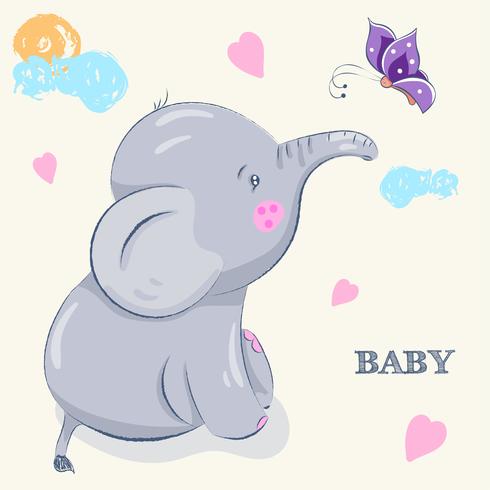 cute little elephant vector