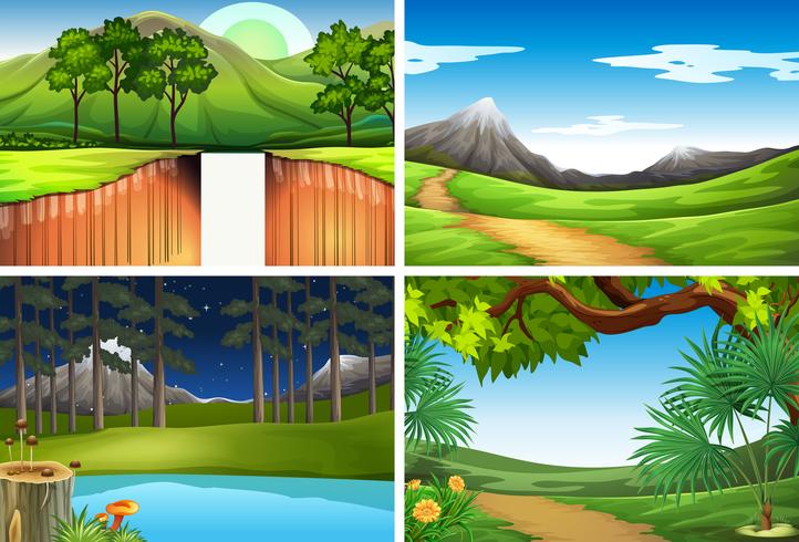 Set of nature landscape vector