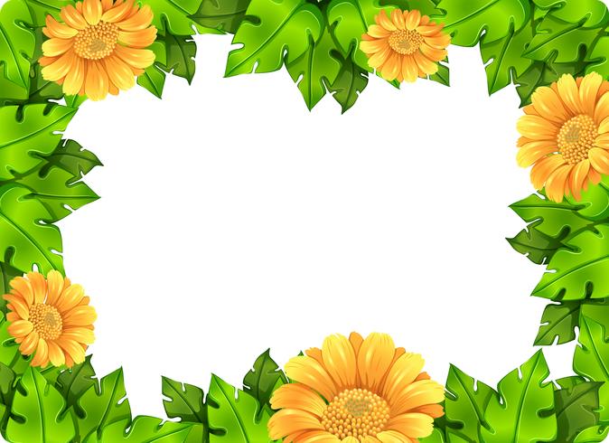 Yellow flower frame template vector