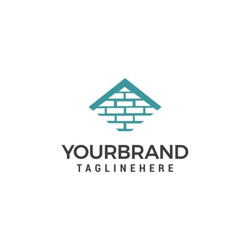 Vector logo template for real estate or building company. Illustration of roof of the house made of bricks