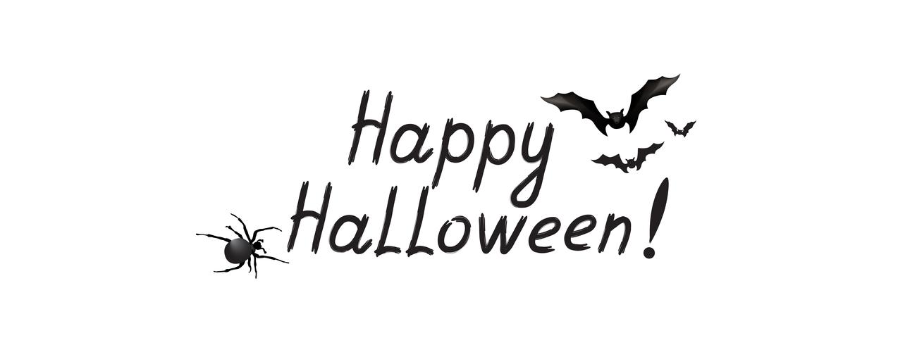 Tarjeta de felicitación de halloween Fondo de vacaciones con letras, murciélago vector