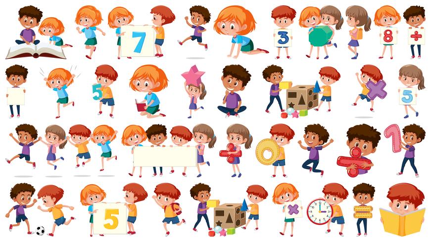 Set of math kids vector